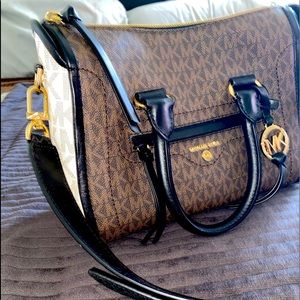 Michael Kors Carine small tri-color logo satchel